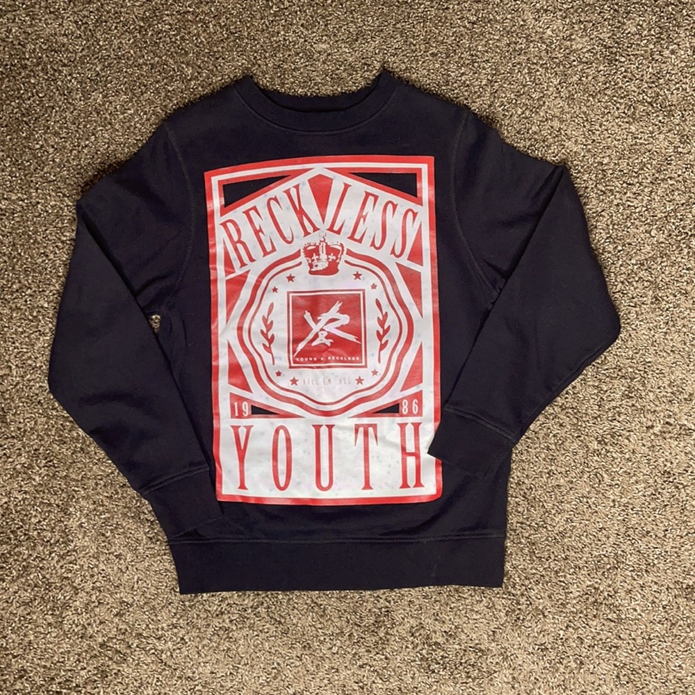 Black Young & Reckless crew neck sweater